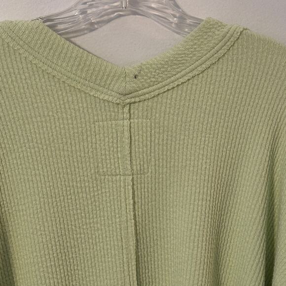 Aerie Wonder Textured Sweatshirt Womens Large Pistachio Green V-Neck *FLAW - Picture 7 of 12